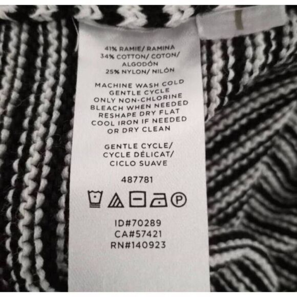 LOFT BLACK & WHITE STRIPE V-NECK SWEATER SZ.M EUC. - Picture 5 of 5